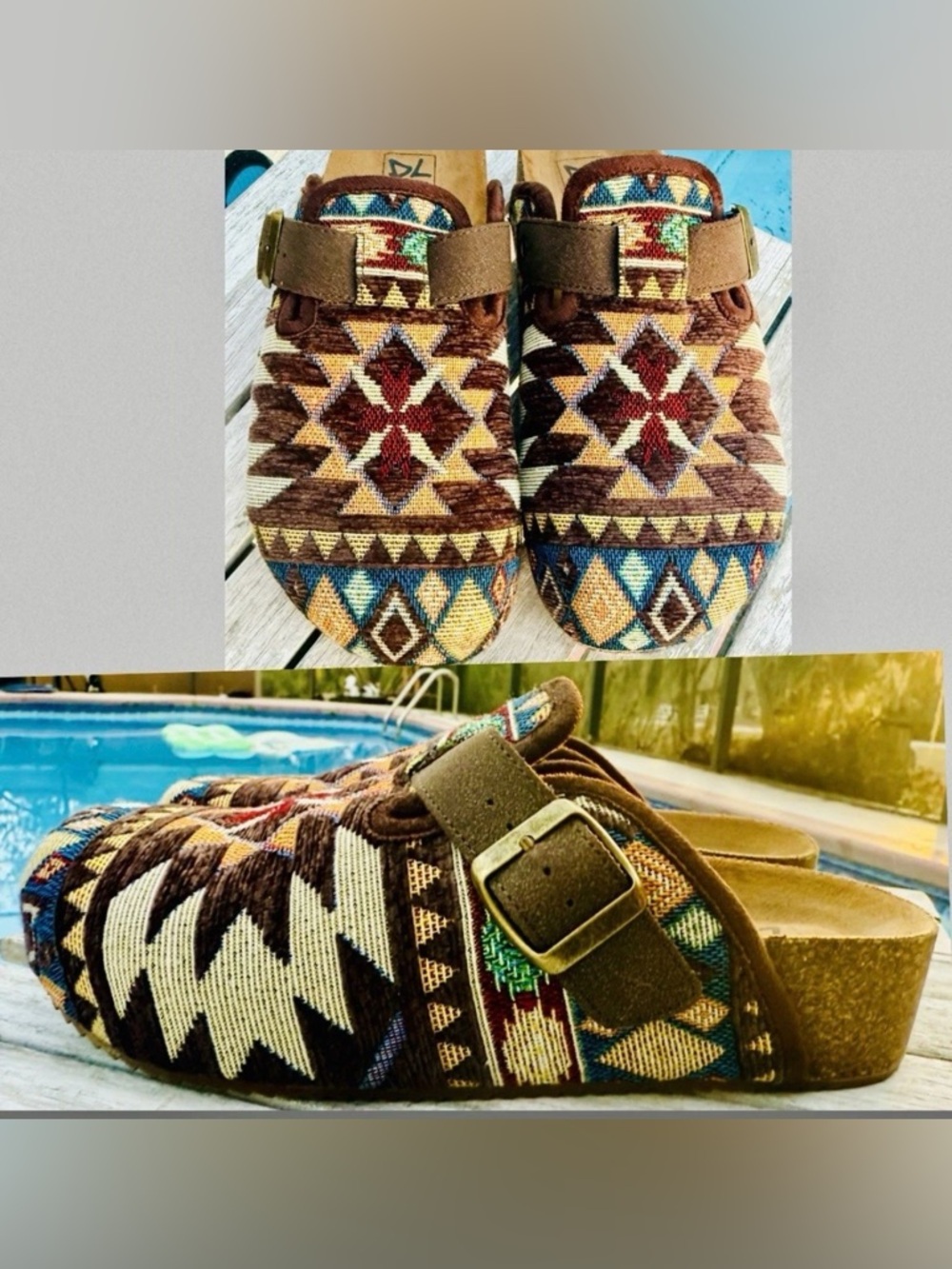 Dirty Laundry Mystify Clogs Southwestern Tapestry Adjustable Buckle Strap 7.5